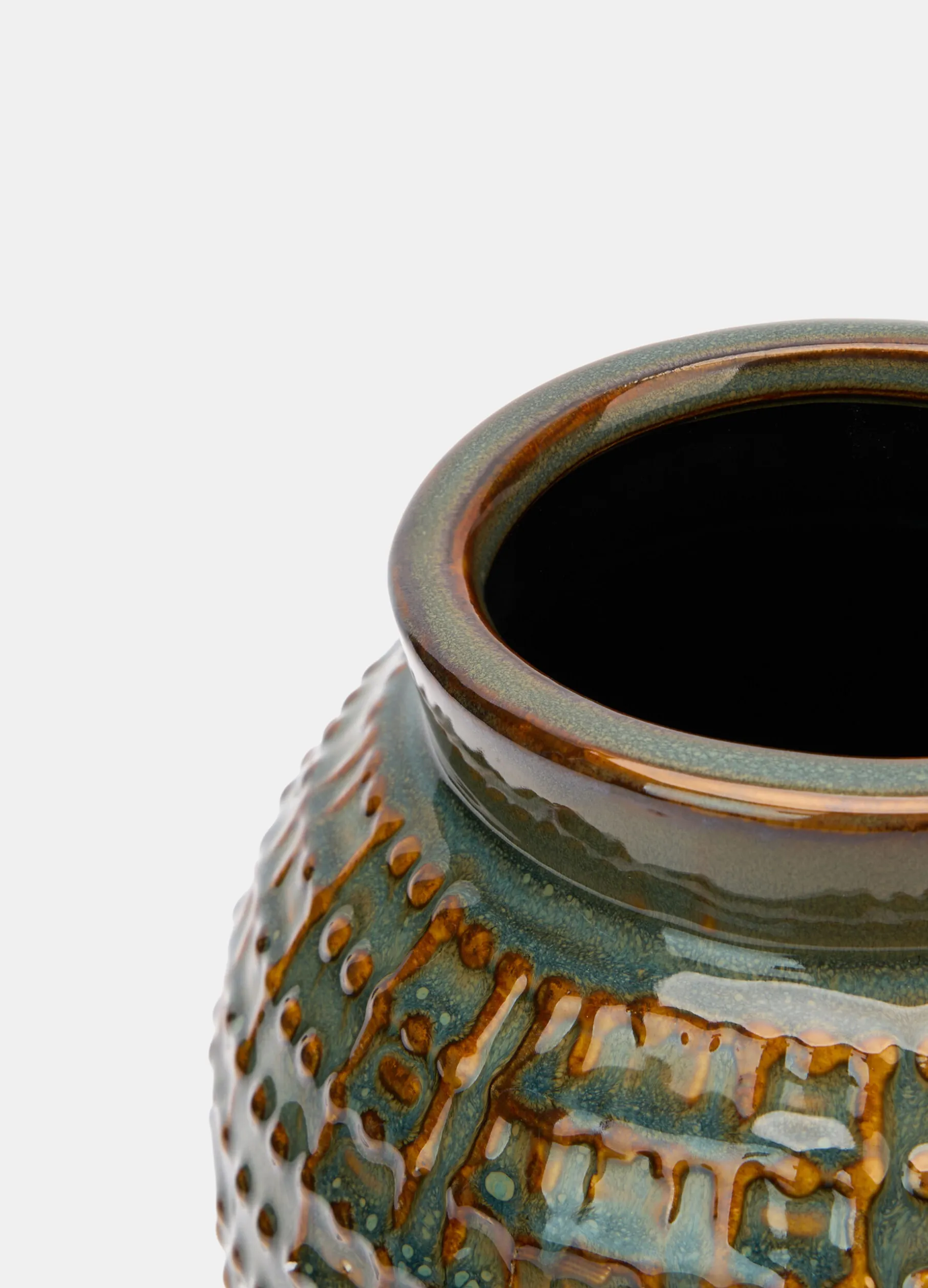 Vaso in ceramica smaltata e screziata