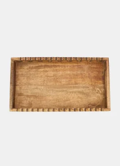 Vassoio rettangolare in legno intagliato