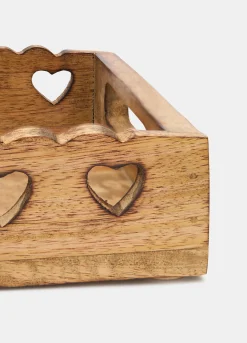 Vassoio rettangolare in legno intagliato