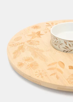 Vassoio rotondo in bambù con ciotola in ceramica